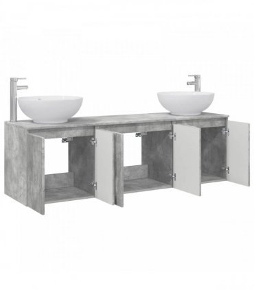 vidaXL Bathroom Cabinet Set 3 pcs Concrete Grey 161.5 x 44.5 x 80 cm