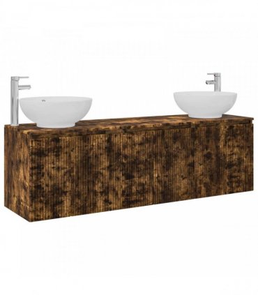 vidaXL Bathroom Cabinet Set 3 pcs Smoked Oak 161.5 x 44.5 x 80 cm