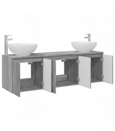 vidaXL Bathroom Cabinet Set 3 pcs Grey Sonoma 161.5 x 44.5 x 80 cm