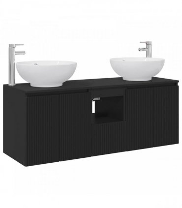 vidaXL Bathroom Cabinet Set 3 pcs Black 129 x 44.5 x 80 cm