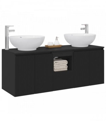 vidaXL Bathroom Cabinet Set 3 pcs Black 129 x 44.5 x 80 cm