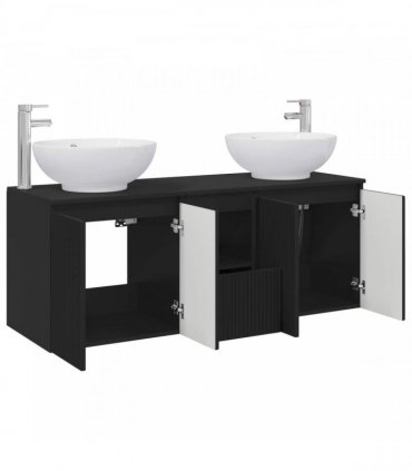 vidaXL Bathroom Cabinet Set 3 pcs Black 129 x 44.5 x 80 cm