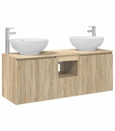 vidaXL Bathroom Cabinet Set 3 pcs Sonoma Oak 129 x 44.5 x 80 cm