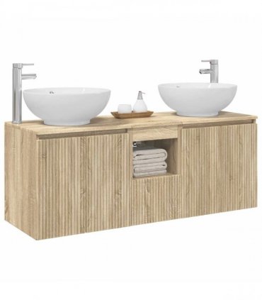 vidaXL Bathroom Cabinet Set 3 pcs Sonoma Oak 129 x 44.5 x 80 cm