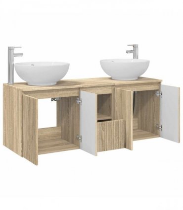 vidaXL Bathroom Cabinet Set 3 pcs Sonoma Oak 129 x 44.5 x 80 cm
