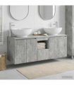 vidaXL Bathroom Cabinet Set 3 pcs Concrete Grey 129 x 44.5 x 80 cm