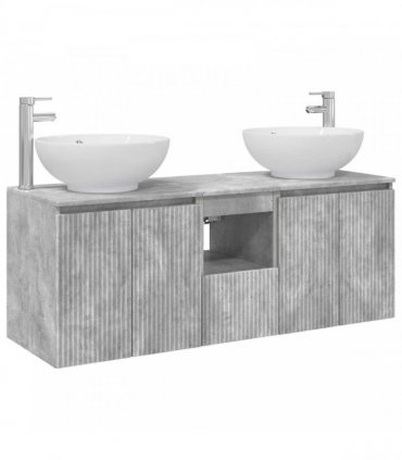 vidaXL Bathroom Cabinet Set 3 pcs Concrete Grey 129 x 44.5 x 80 cm