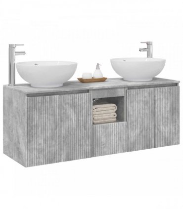 vidaXL Bathroom Cabinet Set 3 pcs Concrete Grey 129 x 44.5 x 80 cm
