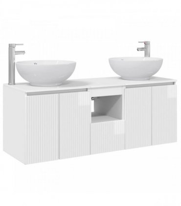 vidaXL Bathroom Cabinet Set 3 pcs High Gloss White 129 x 44.5 x 80 cm