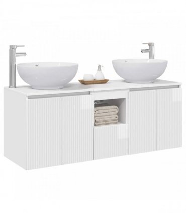 vidaXL Bathroom Cabinet Set 3 pcs High Gloss White 129 x 44.5 x 80 cm