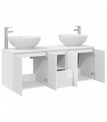 vidaXL Bathroom Cabinet Set 3 pcs High Gloss White 129 x 44.5 x 80 cm