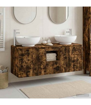 vidaXL Bathroom Cabinet Set 3 pcs Smoked Oak 129 x 44.5 x 80 cm