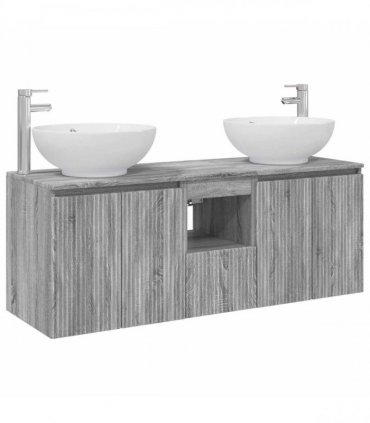 vidaXL Bathroom Cabinet Set 3 pcs Grey Sonoma 129 x 44.5 x 80 cm