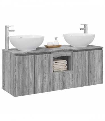 vidaXL Bathroom Cabinet Set 3 pcs Grey Sonoma 129 x 44.5 x 80 cm