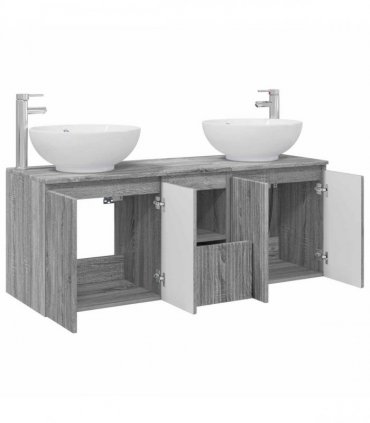 vidaXL Bathroom Cabinet Set 3 pcs Grey Sonoma 129 x 44.5 x 80 cm