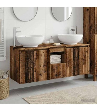 vidaXL Bathroom Cabinet Set 3 pcs Old Wood 129 x 44.5 x 80 cm