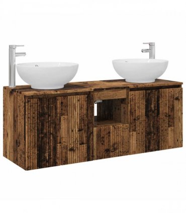 vidaXL Bathroom Cabinet Set 3 pcs Old Wood 129 x 44.5 x 80 cm