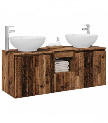 vidaXL Bathroom Cabinet Set 3 pcs Old Wood 129 x 44.5 x 80 cm