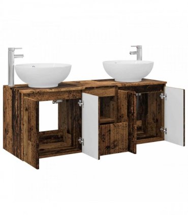 vidaXL Bathroom Cabinet Set 3 pcs Old Wood 129 x 44.5 x 80 cm