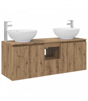 vidaXL Bathroom Cabinet Set 3 pcs Artisan Oak 129 x 44.5 x 80 cm