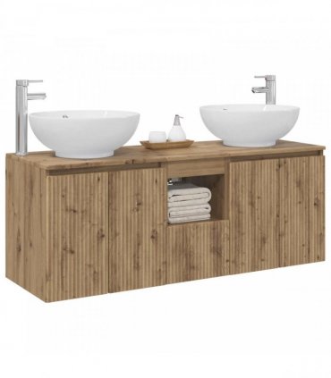 vidaXL Bathroom Cabinet Set 3 pcs Artisan Oak 129 x 44.5 x 80 cm