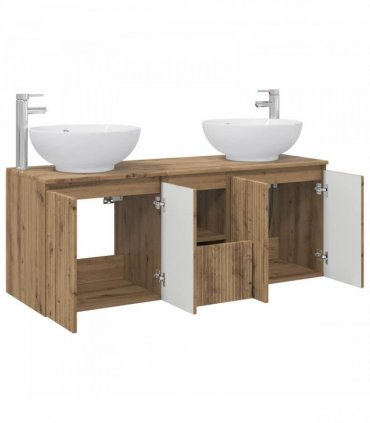 vidaXL Bathroom Cabinet Set 3 pcs Artisan Oak 129 x 44.5 x 80 cm