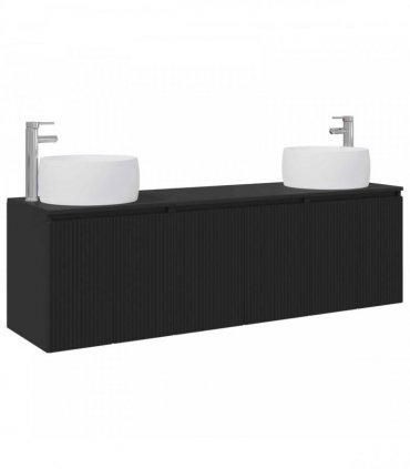 vidaXL Bathroom Cabinet Set 3 pcs Black 161.5 x 44.5 x 80 cm