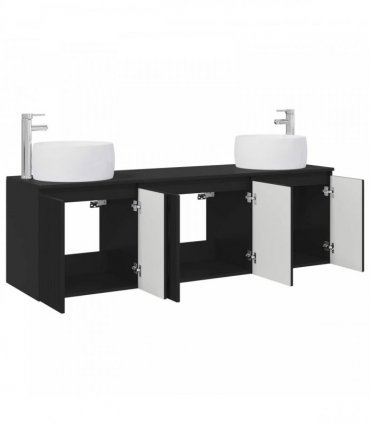 vidaXL Bathroom Cabinet Set 3 pcs Black 161.5 x 44.5 x 80 cm