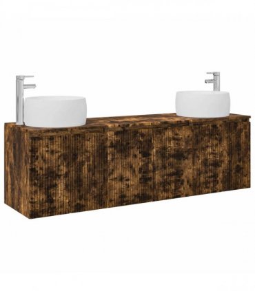 vidaXL Bathroom Cabinet Set 3 pcs Smoked Oak 161.5 x 44.5 x 80 cm