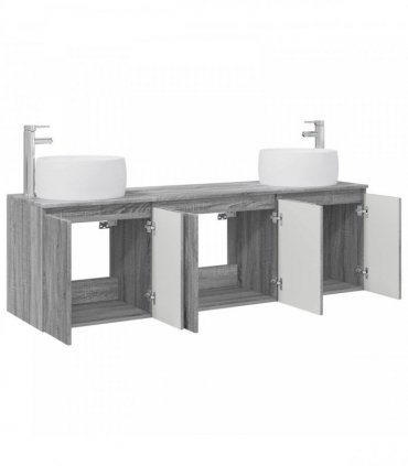 vidaXL Bathroom Cabinet Set 3 pcs Grey Sonoma 161.5 x 44.5 x 80 cm
