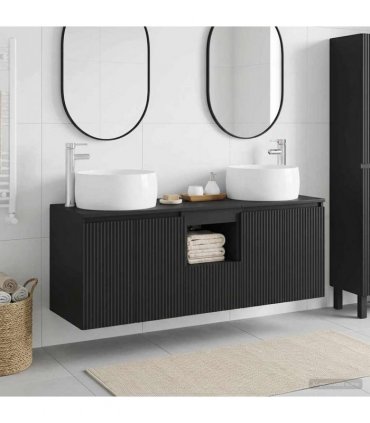 vidaXL Bathroom Cabinet Set 3 pcs Black 129 x 44.5 x 80 cm