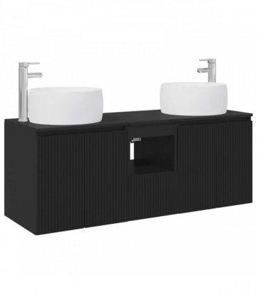 vidaXL Bathroom Cabinet Set 3 pcs Black 129 x 44.5 x 80 cm