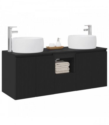 vidaXL Bathroom Cabinet Set 3 pcs Black 129 x 44.5 x 80 cm