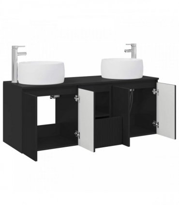 vidaXL Bathroom Cabinet Set 3 pcs Black 129 x 44.5 x 80 cm
