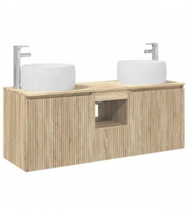 vidaXL Bathroom Cabinet Set 3 pcs Sonoma Oak 129 x 44.5 x 80 cm