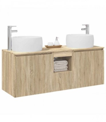 vidaXL Bathroom Cabinet Set 3 pcs Sonoma Oak 129 x 44.5 x 80 cm