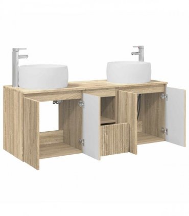 vidaXL Bathroom Cabinet Set 3 pcs Sonoma Oak 129 x 44.5 x 80 cm