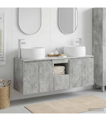vidaXL Bathroom Cabinet Set 3 pcs Concrete Grey 129 x 44.5 x 80 cm