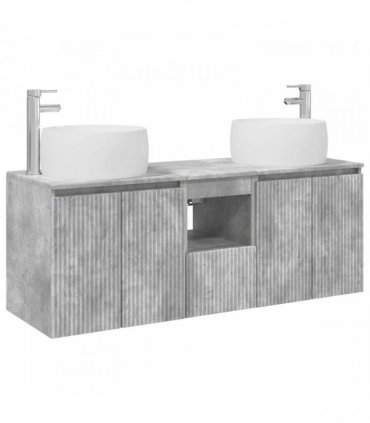vidaXL Bathroom Cabinet Set 3 pcs Concrete Grey 129 x 44.5 x 80 cm