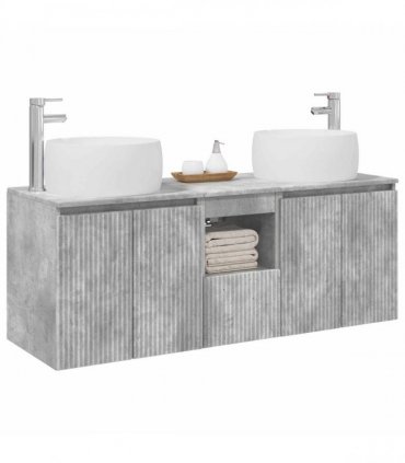 vidaXL Bathroom Cabinet Set 3 pcs Concrete Grey 129 x 44.5 x 80 cm