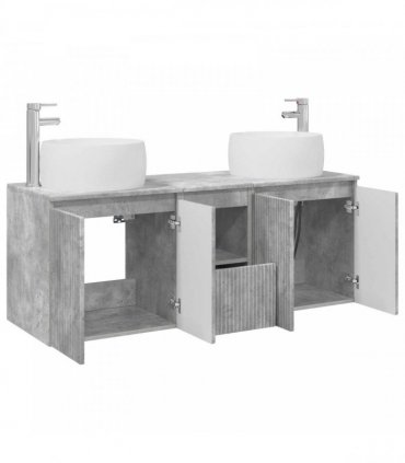 vidaXL Bathroom Cabinet Set 3 pcs Concrete Grey 129 x 44.5 x 80 cm