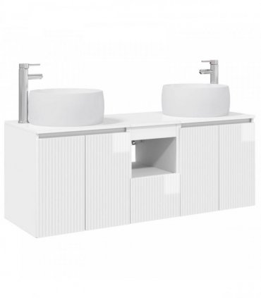 vidaXL Bathroom Cabinet Set 3 pcs High Gloss White 129 x 44.5 x 80 cm