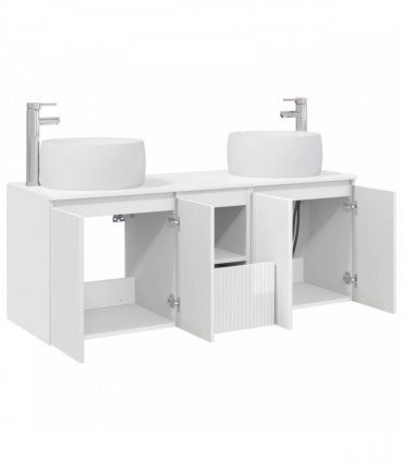 vidaXL Bathroom Cabinet Set 3 pcs High Gloss White 129 x 44.5 x 80 cm
