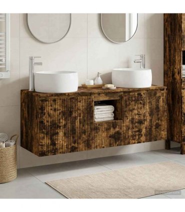 vidaXL Bathroom Cabinet Set 3 pcs Smoked Oak 129 x 44.5 x 80 cm