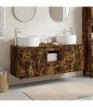 vidaXL Bathroom Cabinet Set 3 pcs Smoked Oak 129 x 44.5 x 80 cm