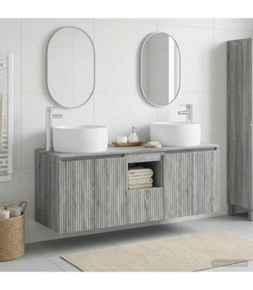 vidaXL Bathroom Cabinet Set 3 pcs Grey Sonoma 129 x 44.5 x 80 cm
