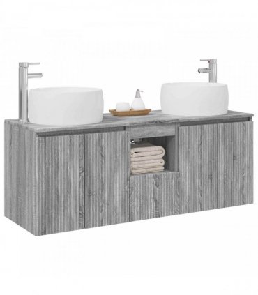 vidaXL Bathroom Cabinet Set 3 pcs Grey Sonoma 129 x 44.5 x 80 cm