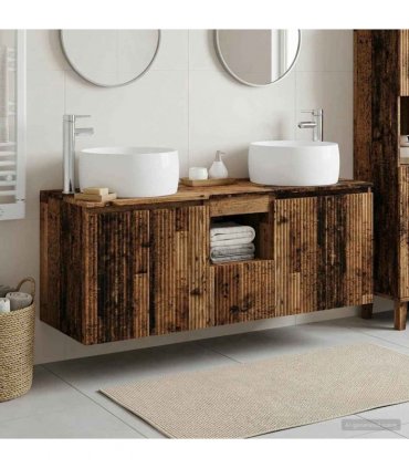 vidaXL Bathroom Cabinet Set 3 pcs Old Wood 129 x 44.5 x 80 cm