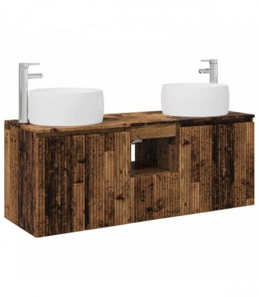 vidaXL Bathroom Cabinet Set 3 pcs Old Wood 129 x 44.5 x 80 cm