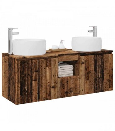 vidaXL Bathroom Cabinet Set 3 pcs Old Wood 129 x 44.5 x 80 cm